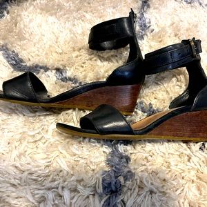 UGG black leather wedge sandals. Size 6.5